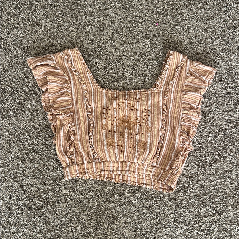 Striped Ruffle Crop Top